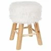 Tabouret Fourrure Blanc Atmosphera -Ledepot-bailleul Soldes Magasin tabouret fourrure blanc atmosphera