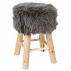 Tabouret Fourrure Gris Atmosphera -Ledepot-bailleul Soldes Magasin tabouret fourrure gris atmosphera