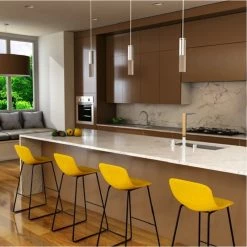 Tabouret Haut Cholo Tissu Jaune -Ledepot-bailleul Soldes Magasin tabouret haut cholo tissu jaune 3