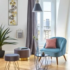 Tabouret Modern Gris Pieds Métal Atmosphera -Ledepot-bailleul Soldes Magasin tabouret modern gris pieds metal atmosphera 1