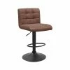 Tabouret Pivotant Hauteur Réglable Yeimy PU Marron -Ledepot-bailleul Soldes Magasin tabouret pivotant hauteur reglable yeimy pu marron