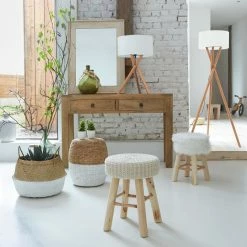 Tabouret Suzette Beige Atmosphera -Ledepot-bailleul Soldes Magasin tabouret suzette beige atmosphera 1