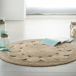 Tapis Rond Ajouré En Jute Atmosphera -Ledepot-bailleul Soldes Magasin tapis rond ajoure en jute atmosphera 1