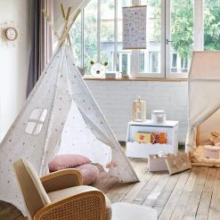 Tipi Décoratif 160 Cm Pour Enfant Blanc Atmosphera -Ledepot-bailleul Soldes Magasin tipi 5 pieds decoratif pour enfant blanc atmosphera 1 4