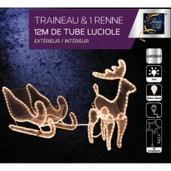 Traîneau + 1 Renne Lumineux Blanc Chaud -Ledepot-bailleul Soldes Magasin traineau 1 renne lumineux blanc chaud 1