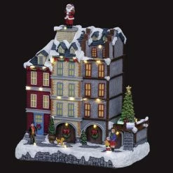 Village De Noël Animé Et Lumineux Magasins Du Quartier