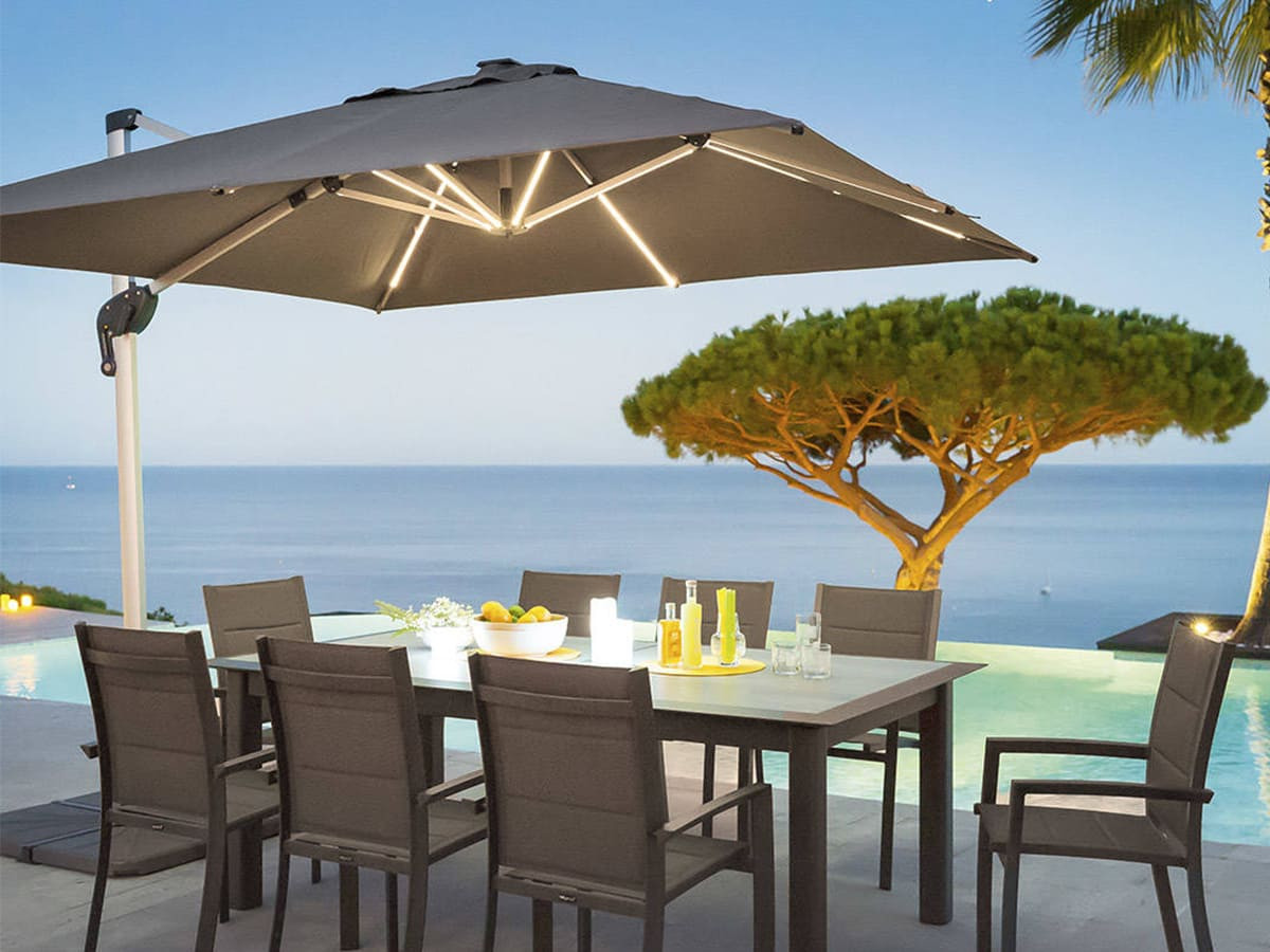 Ledepot-bailleul Soldes Magasin -Ledepot-bailleul Soldes Magasin parasol deporte droit carre equador ardoise avec led 3 x 3 m hesperide